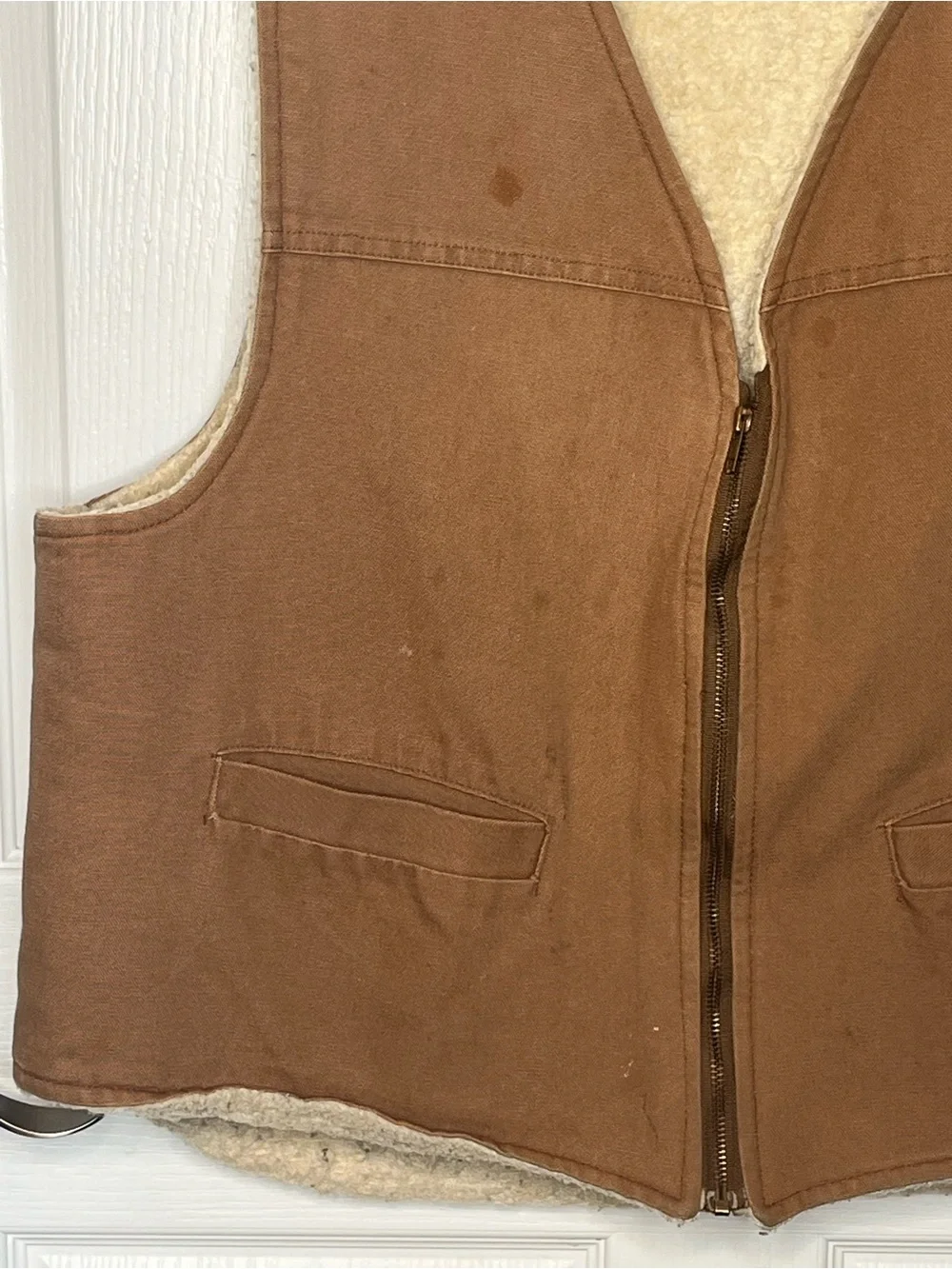 Carhartt Vest Men’s Size XXL Duck Canvas Sherpa  Liner Brown